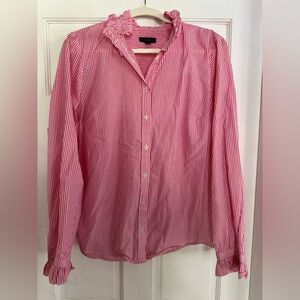 J Crew Oxford shirt with ruffle collar